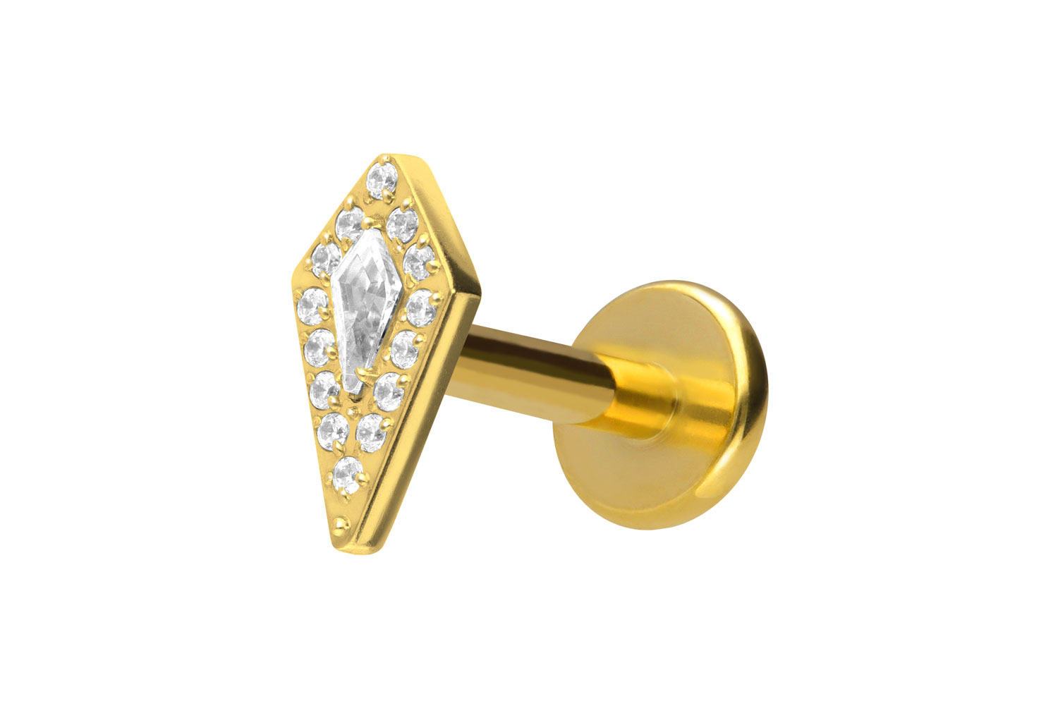 Titan Labret Piercing mit Push Fit KRISTALLSCHILD